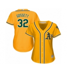 Women's Oakland Athletics #32 Daniel Gossett Authentic White Home Cool Base Baseball Player Jersey