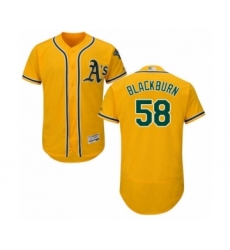 Men's Oakland Athletics #64 Sheldon Neuse Gold Alternate Flex Base Authentic Collection Baseball Player Jersey