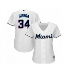 Women's Miami Marlins #34 Magneuris Sierra Authentic White Home Cool Base Baseball Player Jersey