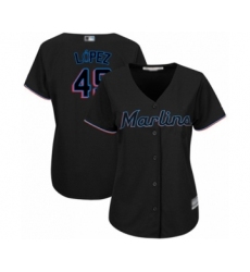 Women's Miami Marlins #49 Pablo Lopez Authentic Black Alternate 2 Cool Base Baseball Player Jersey