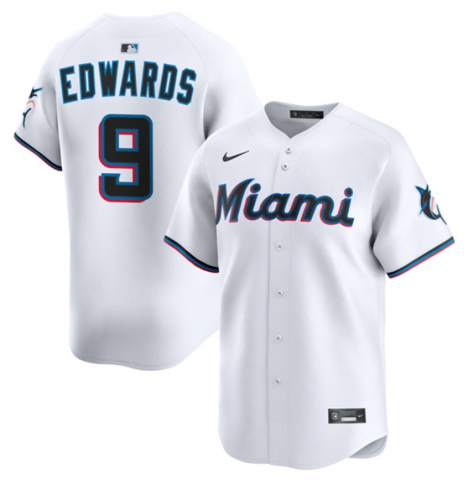 Men's Miami Marlins #9 Xavier Edwards White 2024 Home Limited Stitched Baseball Jersey