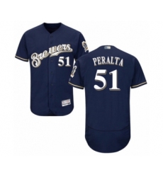 Men's Milwaukee Brewers #51 Freddy Peralta White Home Flex Base Authentic Collection Baseball Player Jersey