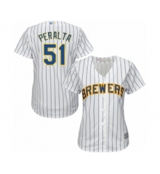 Women's Milwaukee Brewers #51 Freddy Peralta Authentic White Alternate Cool Base Baseball Player Jersey