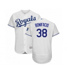 Men's Kansas City Royals #38 Jorge Bonifacio White Home Flex Base Authentic Baseball Player Jersey