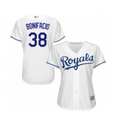 Women's Kansas City Royals #38 Jorge Bonifacio Authentic White Home Cool Base Baseball Player Jersey