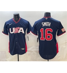 Men's USA Baseball #16 Will Smith Navy 2026 World Baseball Classic Road Stadium Stitched Jersey