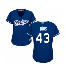 Women's Los Angeles Dodgers #43 Edwin Rios Authentic Royal Blue Alternate Cool Base Baseball Player Jersey