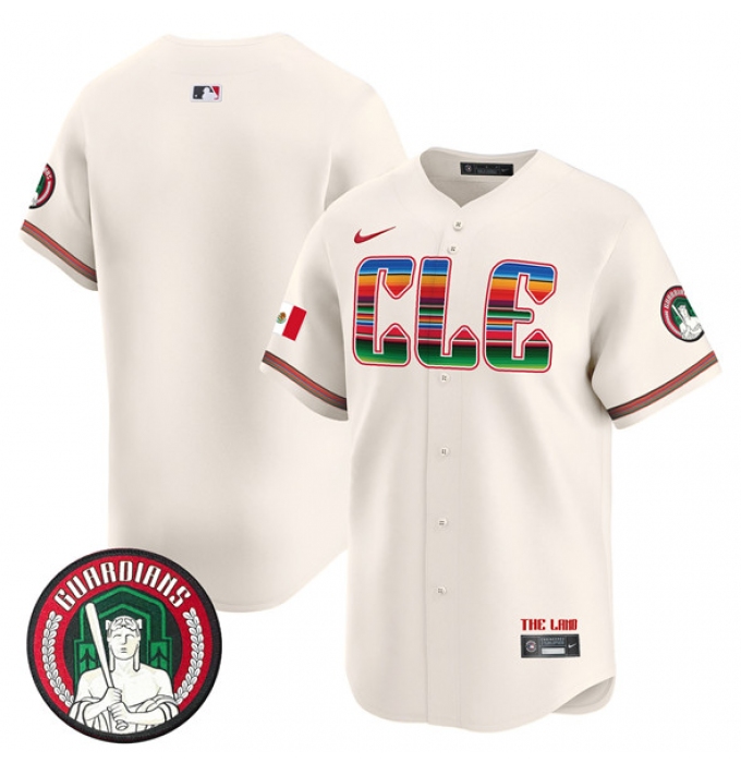 Men's Cleveland Guardians Blank Cream Mexico Vapor Premier Limited Stitched Baseball Jersey