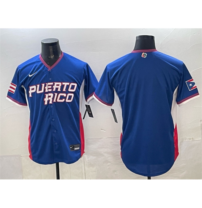 Men's Puerto Rico Baseball Blank Blue 2026 World Baseball Classic Road Stadium Stitched Jersey