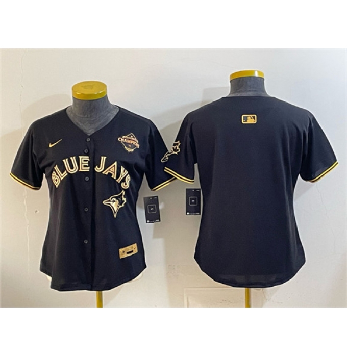 Youth Toronto Blue Jays Blank Black Gold 2025 American League Champions Limited Stitched Jersey