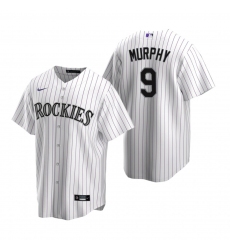 Men's Nike Colorado Rockies #9 Daniel Murphy White Home Stitched Baseball Jersey