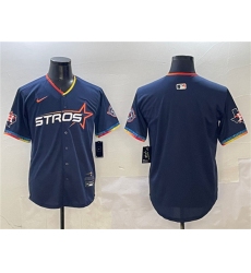 Men's Houston Astros Blank Navy 2025 City Connect With Texas Patch Limited Stitched Baseball Jersey