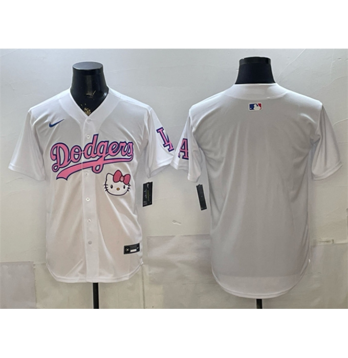 Men's Los Angeles Dodgers Blank White Hello Kitty Night Stitched Baseball Jersey