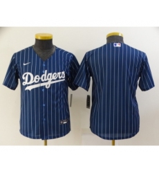 Youth Los Angeles Dodgers Blank Navy Blue Pinstripe Stitched MLB Cool Base Nike Jersey
