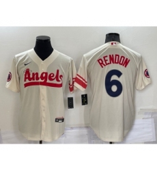 Men's Los Angeles Angels #6 Anthony Rendon Cream 2022 City Connect Cool Base Stitched Jersey