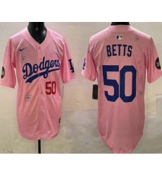 Men's Los Angeles Dodgers #50 Mookie Betts Pink 2025 Tokyo Series Limited Jersey
