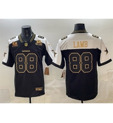 Men's Dallas Cowboys #88 CeeDee Lamb Black Gold F.U.S.E. With 5x Super Bowl Champions & Established In 1960 Vapor Limited Stitched Football Jersey