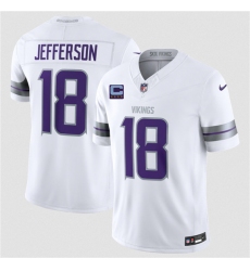 Men's Minnesota Vikings #18 Justin Jefferson White 2026 F.U.S.E. With 4-Star C Winter Warrior Limited Football Stitched Jersey