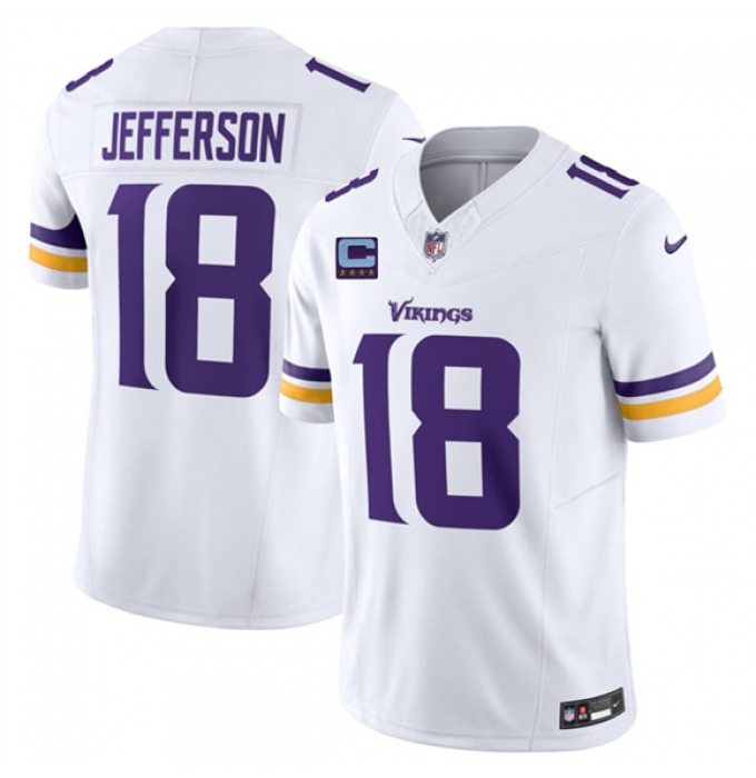 Men's Minnesota Vikings #18 Justin Jefferson White 2026 F.U.S.E. With 4-star C Vapor Untouchable Limited Football Stitched Jersey