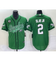 Men's Nike Philadelphia Eagles #2 Darius Slay JR Green C Cool Base Stitched Baseball Jersey