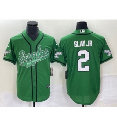 Men's Nike Philadelphia Eagles #2 Darius Slay JR Green Cool Base Stitched Baseball Jersey