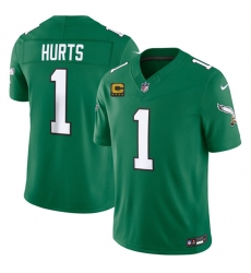 Men's Philadelphia Eagles #1 Jalen Hurts Kelly Green 2026 F.U.S.E. 4-Star C Throwback Vapor Untouchable Limited Football Stitched Jersey