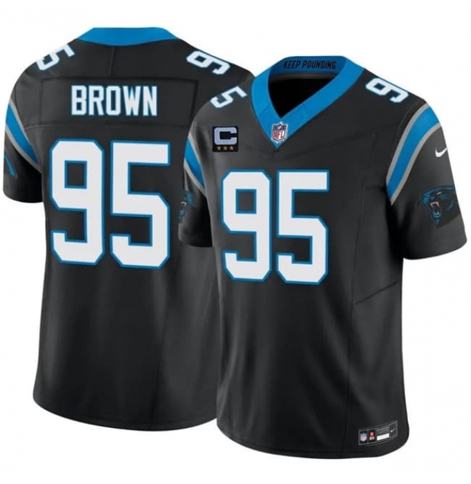 Men's Carolina Panthers #95 Derrick Brown Black 2026 F.U.S.E. 3-Star C Vapor Limited Football Stitched Jersey