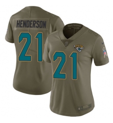 Women's Jacksonville Jaguars #21 C.J. Henderson Olive Stitched Limited 2017 Salute To Service Jersey