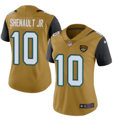 Women's Jacksonville Jaguars #10 Laviska Shenault Jr. Gold Stitched Limited Rush Jersey