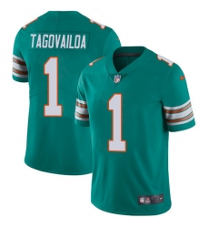 Youth Miami Dolphins #1 Tua Tagovailoa Aqua Green Alternate Stitched Vapor Untouchable Limited Jersey