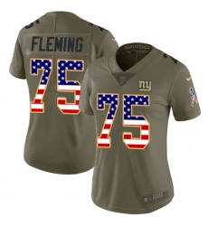 Women's New York Giants #75 Cameron Fleming Olive USA Flag Stitched Limited 2017 Salute To Service Jersey