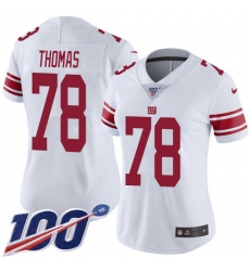 Women's New York Giants #78 Andrew Thomas White Stitched NFL 100th Season Vapor Untouchable Limited Jersey