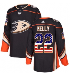 Men's Adidas Anaheim Ducks #22 Chris Kelly Authentic Black USA Flag Fashion NHL Jersey