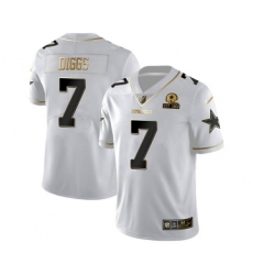 Men's Dallas Cowboys #7 Trevon Diggs White Golden Edition With 1960 Patch Limited Stitched Jersey