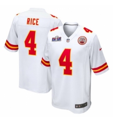 Men's Kansas City Chiefs #4 Rashee Rice White Vapor Untouchable Limited Stitched Football 2024 Super Bowl LVIII Jersey