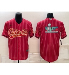 Men's Kansas City Chiefs Blank Red With Super Bowl LVII Big Logo Cool Base Stitched Baseball Jersey