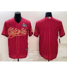 Men's Kansas City Chiefs Blank Red With Super Bowl LVII Patch Cool Base Stitched Baseball Jersey