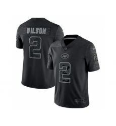 Men's New York Jets #2 Zach Wilson Black Reflective Limited Stitched Jersey