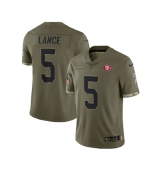 Men's San Francisco 49ers #5 Trey Lance 2022 Olive Salute To Service Limited Stitched Jersey