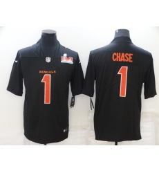 Men's Cincinnati Bengals #1 Ja'Marr Chase Nike Black Super Bowl LVI Bound Limited Fashion Jersey Men's Cincinnati Bengals #1 Ja'Marr Chase Nike Black Super Bowl LVI Bound Limited Fashion Jersey
