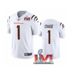 Men's Cincinnati Bengals #1 Ja'Marr Chase White 2022 Super Bowl LVI Vapor Limited Stitched Jersey