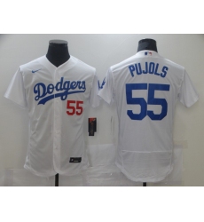 Men's Los Angeles Dodgers #55 Albert Pujols White Nike Road Flex Base Authentic Collection Baseball Jersey