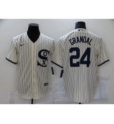 Men's Chicago White Sox #24 Yasmani Grandal Cream Game 2021 Field of Dreams Jersey