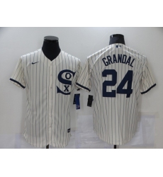 Men's Nike Chicago White Sox #24 Yasmani Grandal Cream Elite 2021 Field of Dreams Jersey