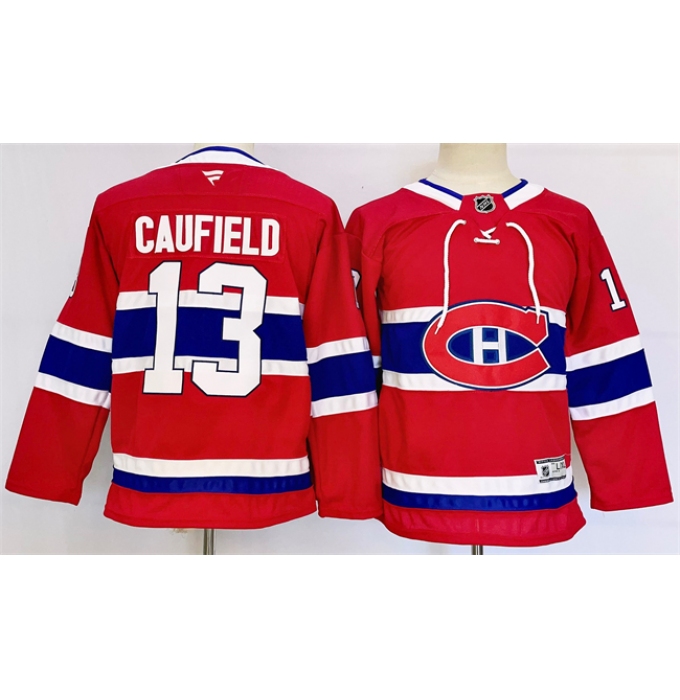Women's Montreal Canadiens #13 Cole Caufield Red 2024-25 Stitched Jersey