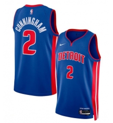 Men's Detroit Pistons #2 Cade Cunningham Blue 2024 Icon Edition Stitched Baseball Jersey