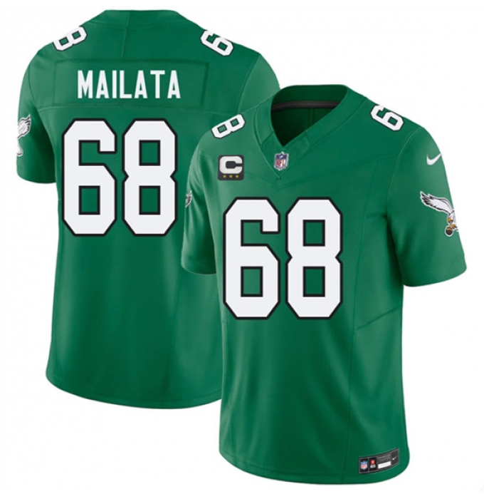 Men's Philadelphia Eagles #68 Jordan Mailata Kelly Green 2026 F.U.S.E. 3-Star C Throwback Vapor Untouchable Limited Football Stitched Jersey
