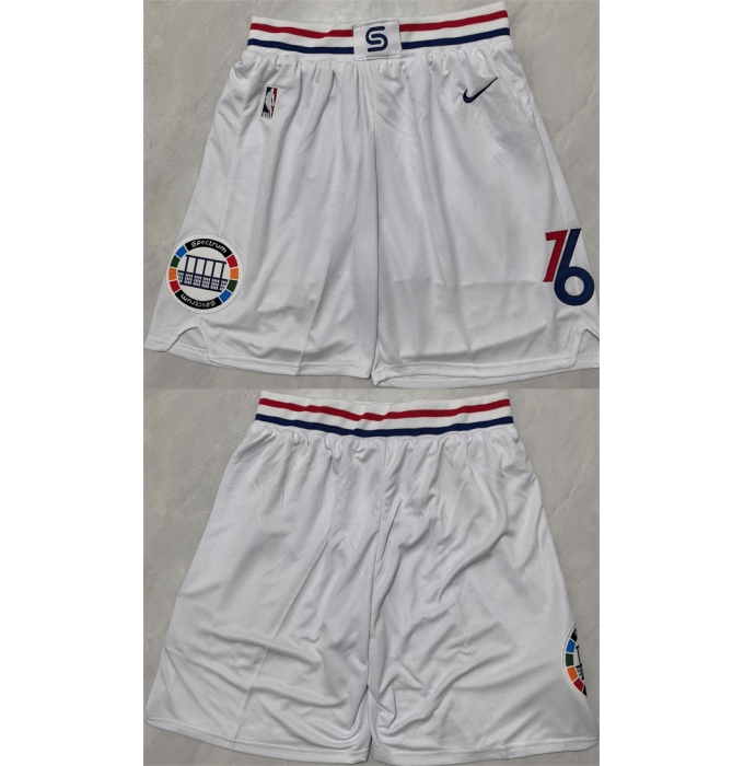 Men's Philadelphia 76ers White Shorts (Run Small)