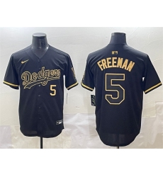 Men's Los Angeles Dodgers #5 Freddie Freeman Black Gold Limited Stitched Jersey