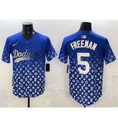 Men's Los Angeles Dodgers #5 Freddie Freeman Blue Limited Stitched Baseball Jersey
